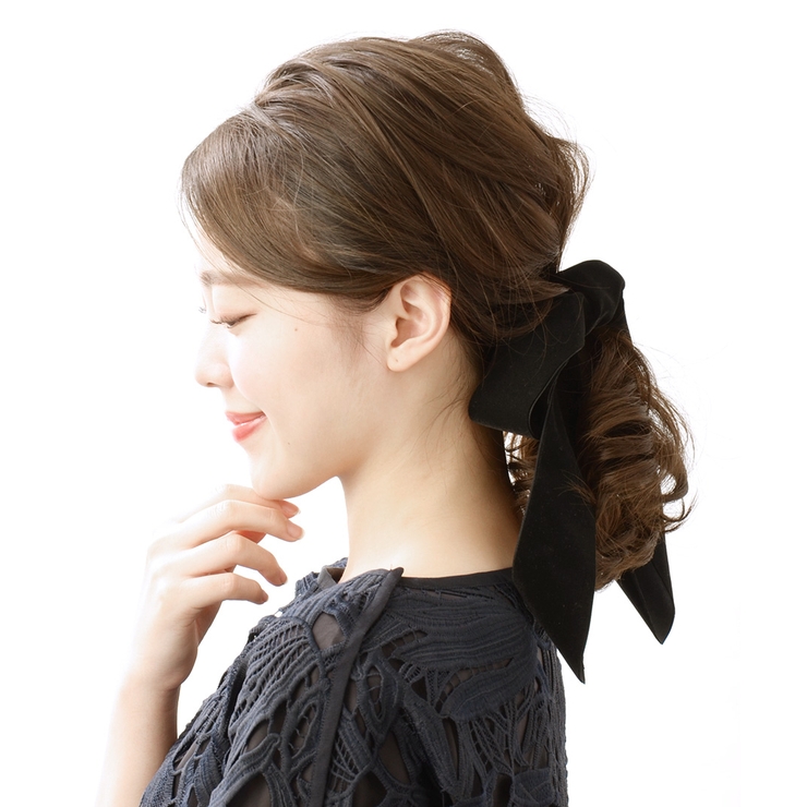 ベルベットロングワイドリボンヘアクリップ シンプル デイリー | VINGTAINE | 詳細画像8 