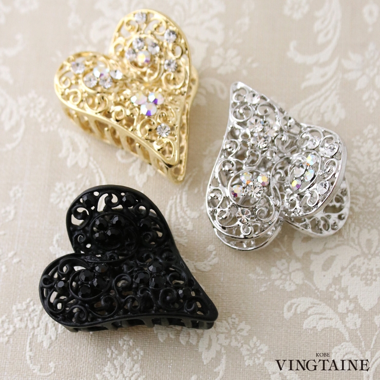 バンスクリップ ハート型 ラインストーン | VINGTAINE | 詳細画像1 