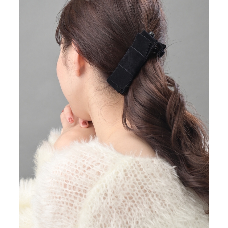 ベルベットスクエアリボンバナナクリップ シンプル ヘアアクセサリー | VINGTAINE | 詳細画像4 