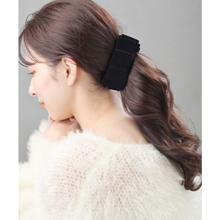 ベルベットスクエアリボンバナナクリップ シンプル ヘアアクセサリー | VINGTAINE | 詳細画像5 