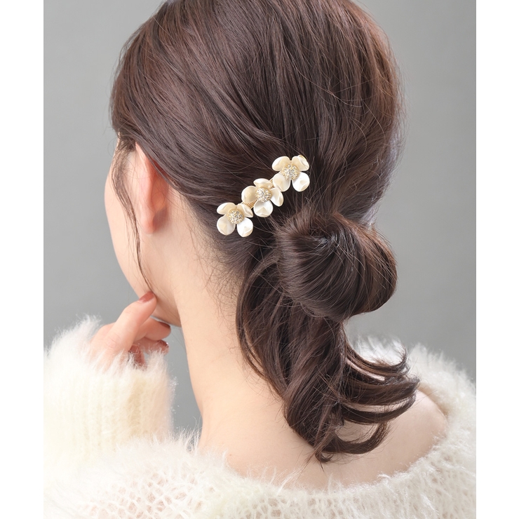 ビジューなホワイトフラワーバレッタ お花 ラインストーン | VINGTAINE | 詳細画像3 