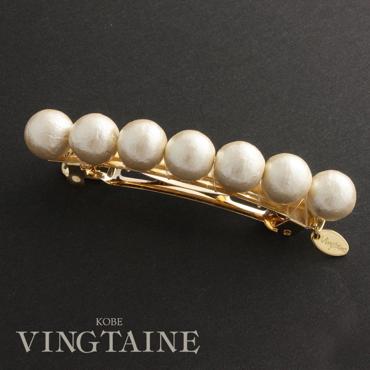 コットンパールバレッタ（M）/シンプル/オフィス/ヘアアクセサリー H-590 | VINGTAINE | 詳細画像1 