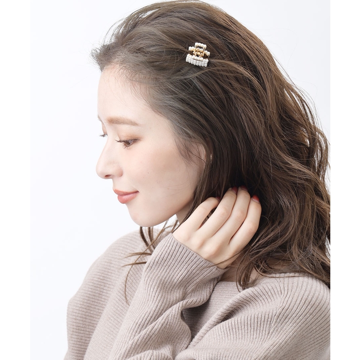 小粒パールのスクエアミニバンスクリップ ヘアクリップ ヘアアクセサリーH | VINGTAINE | 詳細画像5 