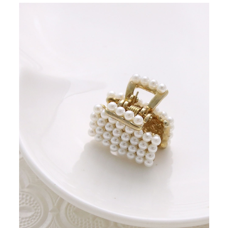 小粒パールのスクエアミニバンスクリップ ヘアクリップ ヘアアクセサリーH | VINGTAINE | 詳細画像7 