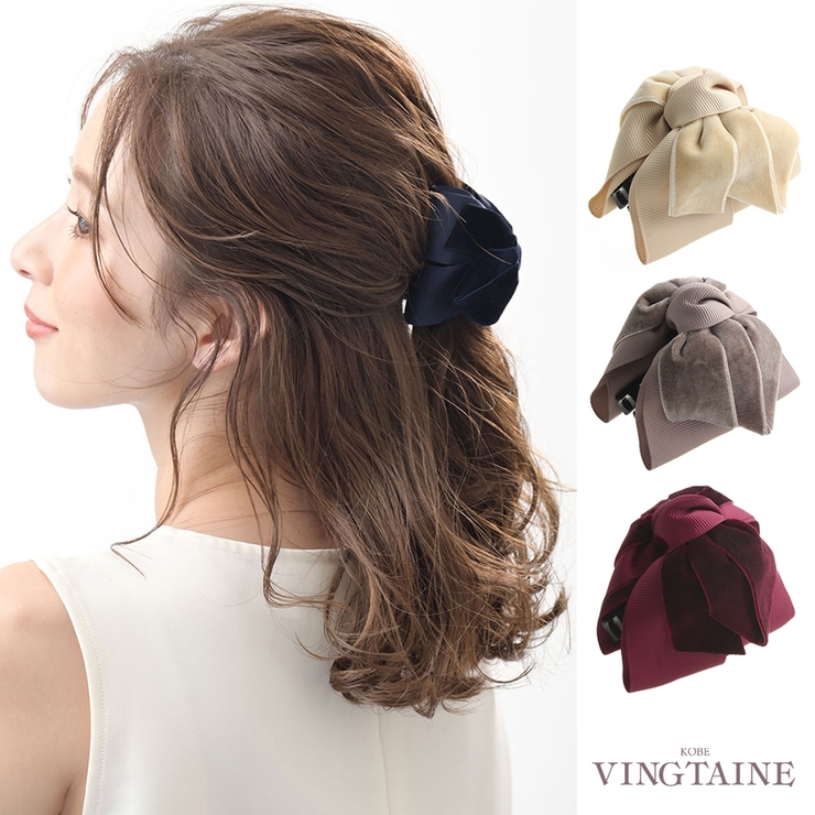 ベルベットリボンバンスクリップ ヘアクリップ ヘアアクセサリー | VINGTAINE | 詳細画像1 