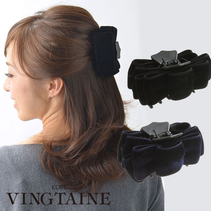 【福袋セール】 ベルベットリボンバンスクリップ ヘアアクセサリー 秋冬[品番 ヘアアレンジ