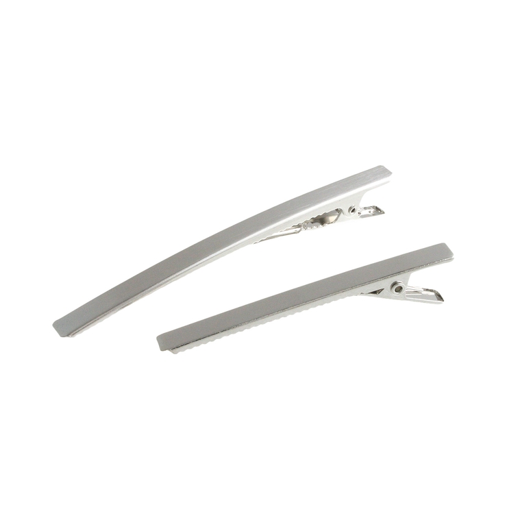 シルバー | メタルラインヘアクリップ（2本セット） くちばしクリップ ダッカールクリップ | VINGTAINE