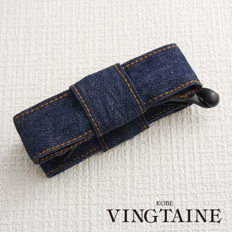 ステッチ入りスクエアデニムリボンバナナクリップ ヘアクリップ ヘアアクセサリー | VINGTAINE | 詳細画像1 