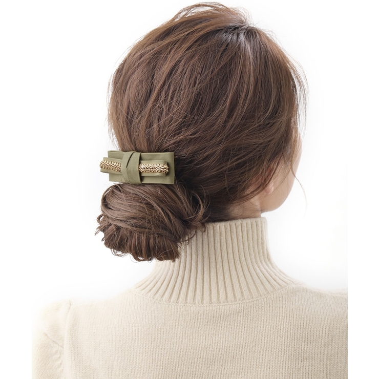 カーキ | ベーシックリボンバレッタ クラシカル スクエアリボン | VINGTAINE