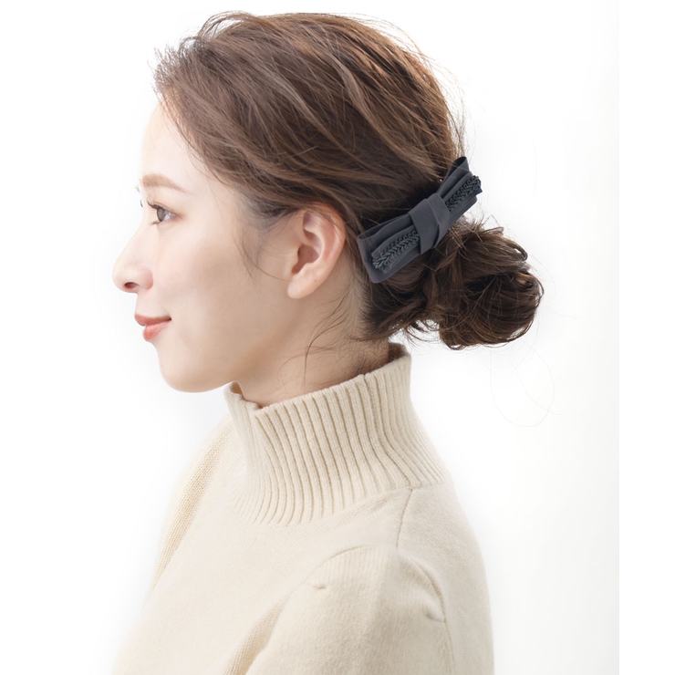 ネイビー | ベーシックリボンバレッタ クラシカル スクエアリボン | VINGTAINE