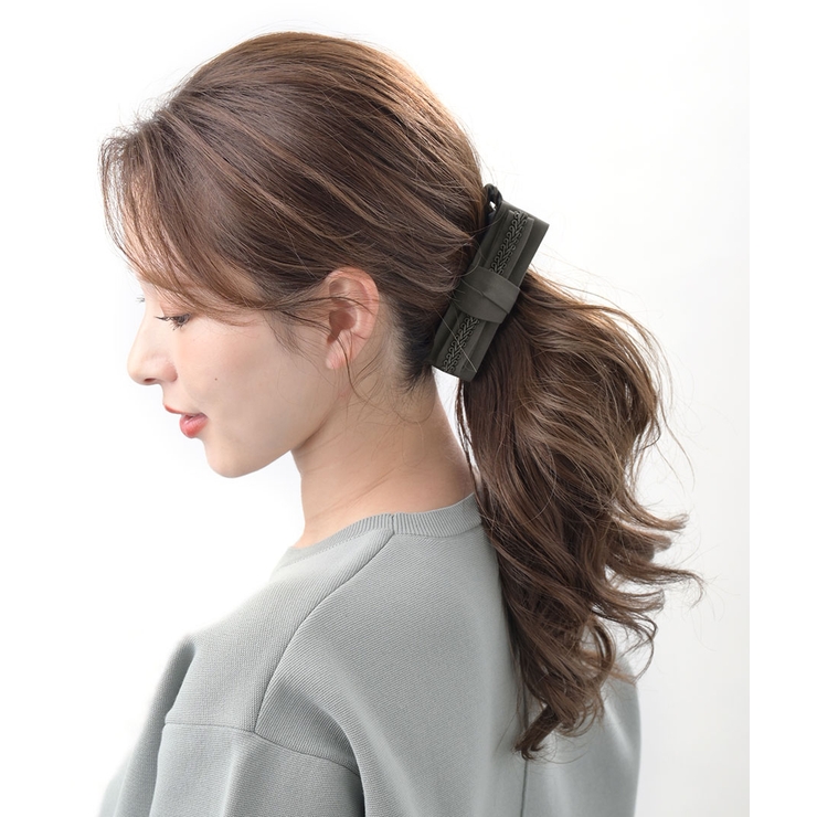 ブラック | ベーシックリボンバナナクリップ クラシカル スクエアリボン | VINGTAINE