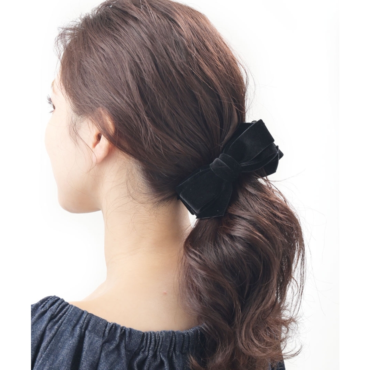 見事な ベルベットリボンバナナクリップ/ヘアアクセサリー/ヘアクリップ ヘアアクセサリー