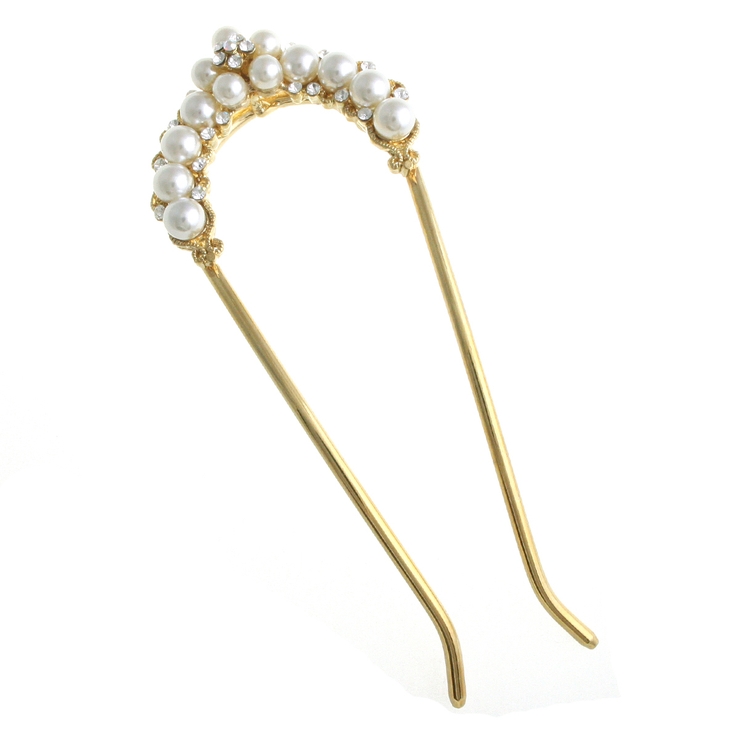 パールフラワーコーム/かんざし/U字 ヘアアクセサリー H-897 | VINGTAINE | 詳細画像2 