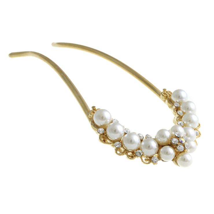 パールフラワーコーム/かんざし/U字 ヘアアクセサリー H-897 | VINGTAINE | 詳細画像3 