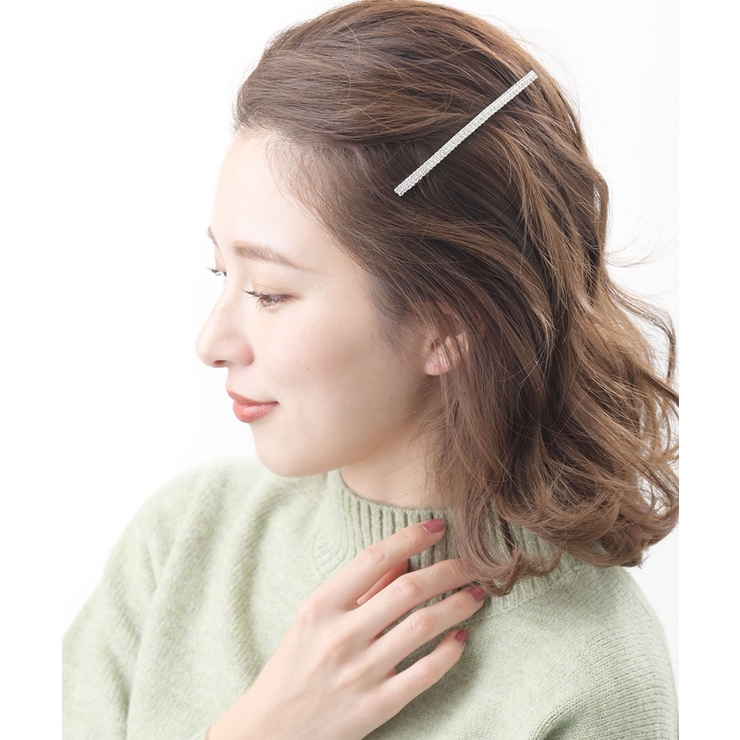 ラインストーン2連バレッタ/ヘアクリップ/ヘアアクセサリー H-899[品番