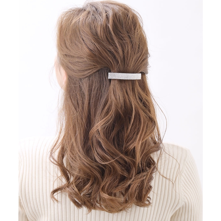 ラインストーン5連カーブバレッタ/ヘアクリップ/ヘア