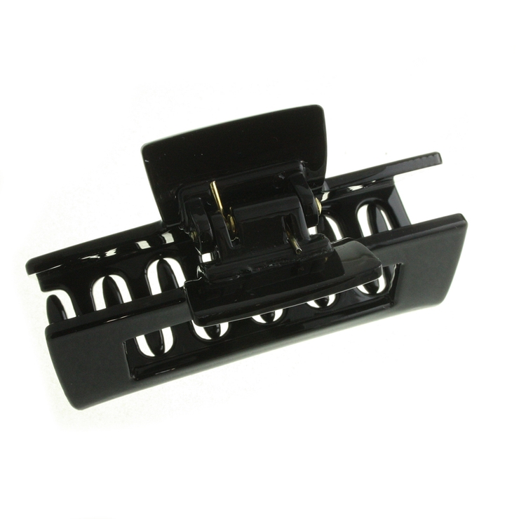 ブラック | べっ甲風スクエア型バンスクリップ シンプル ヘアクリップ | VINGTAINE