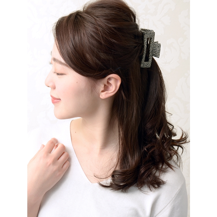 シックなモノトーンカラースクエアバンスクリップ ヘアクリップ ヘアアクセサリー