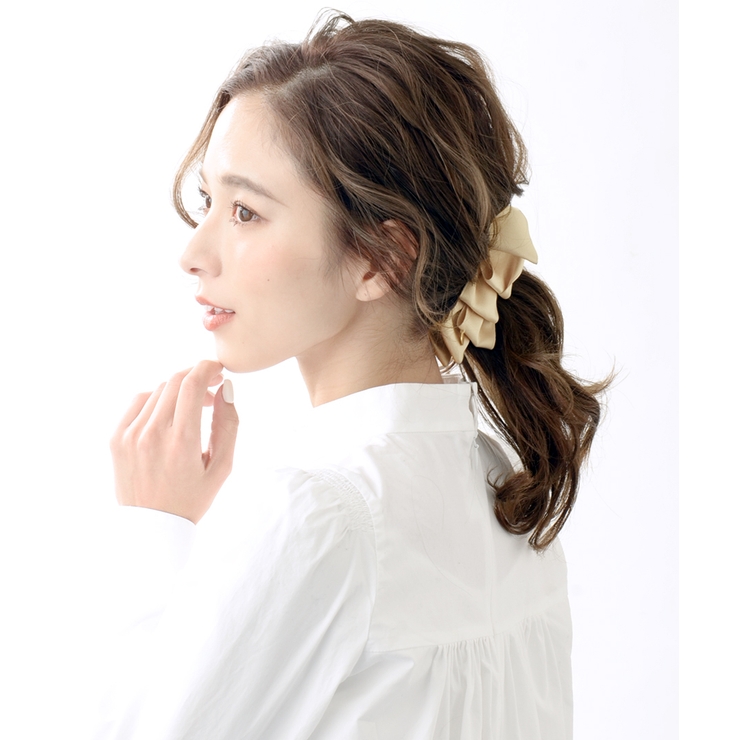 フリルトップリボンバナナクリップ（ベーシック） サテン風 ヘアクリップ | VINGTAINE | 詳細画像7 