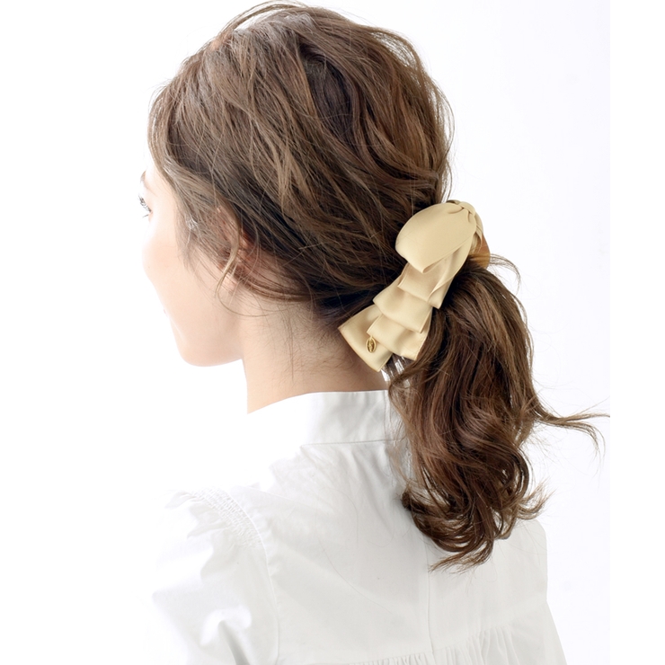 フリルトップリボンバナナクリップ（ベーシック） サテン風 ヘアクリップ | VINGTAINE | 詳細画像6 