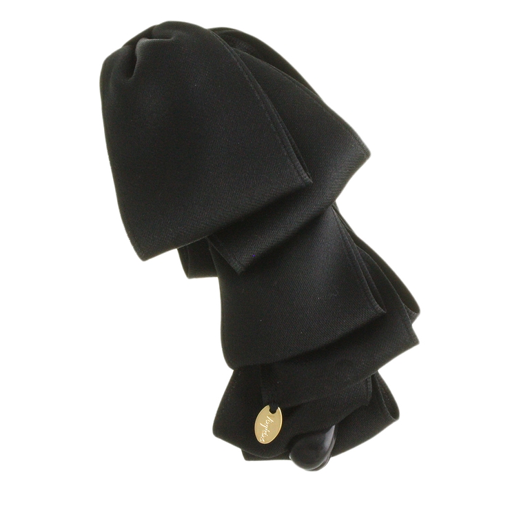 ブラック | フリルトップリボンバナナクリップ（ベーシック） サテン風 ヘアクリップ | VINGTAINE