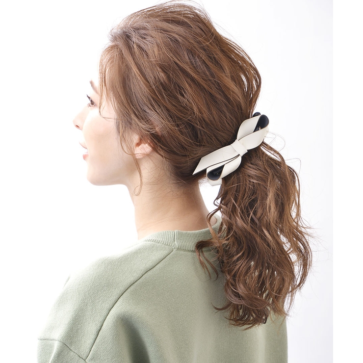 フェイクレザーシンプルリボンバナナクリップ エレガント オフィス | VINGTAINE | 詳細画像16 