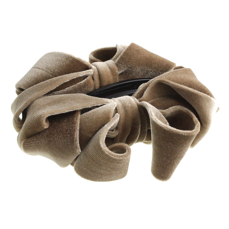 ベージュ | ベロアカーヴィーリボンバナナクリップ ボリューム シンプル | VINGTAINE