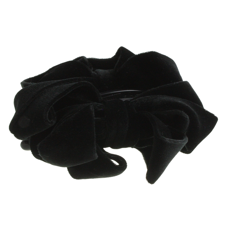 ブラック | ベロアカーヴィーリボンバナナクリップ ボリューム シンプル | VINGTAINE