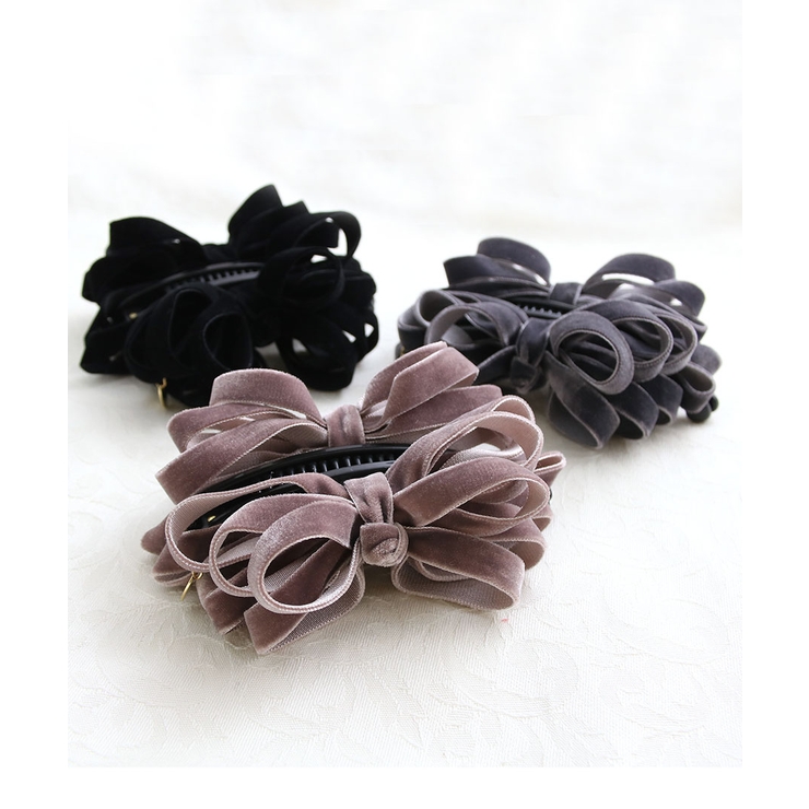 ベルベットループリボンバナナクリップ 細リボン シンプル | VINGTAINE | 詳細画像3 