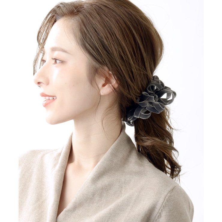 ベルベットループリボンバナナクリップ 細リボン シンプル | VINGTAINE | 詳細画像4 