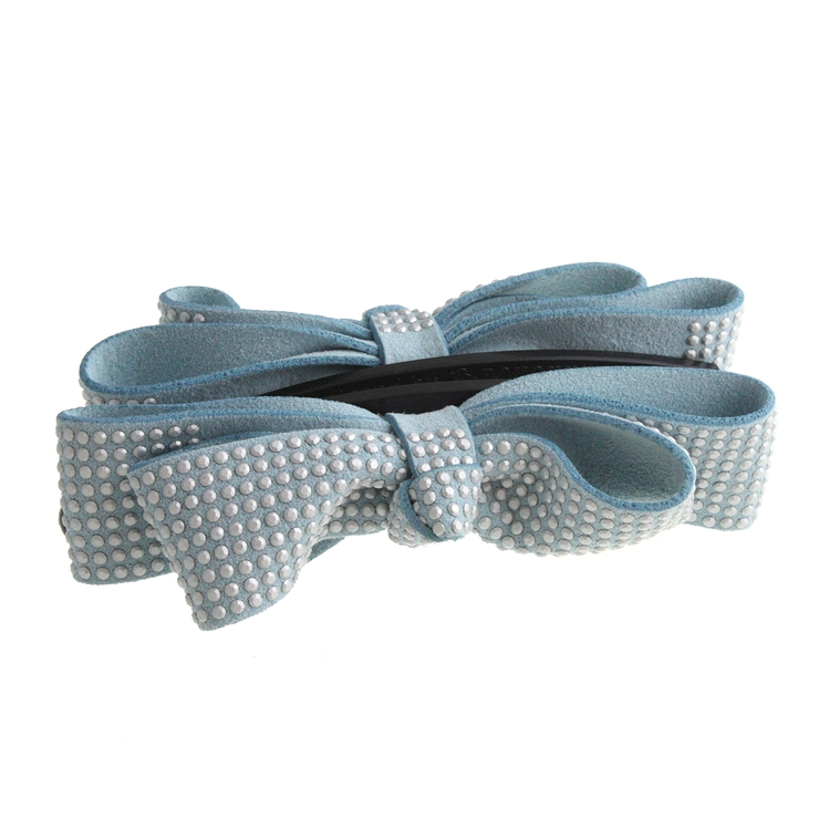 ライトブルー | スタッズ風カラーリボンバナナクリップ シンプル デイリー | VINGTAINE