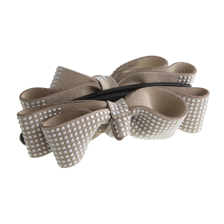 グレージュ | スタッズ風カラーリボンバナナクリップ シンプル デイリー | VINGTAINE