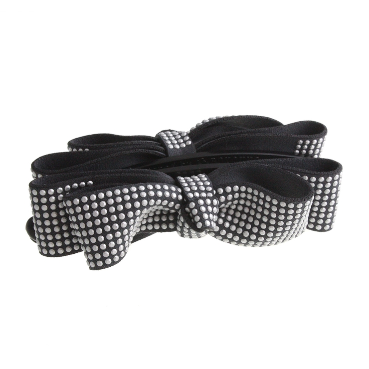 チャコールグレー | スタッズ風カラーリボンバナナクリップ シンプル デイリー | VINGTAINE