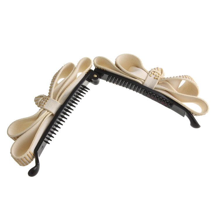 スタッズ風カラーリボンバナナクリップ シンプル デイリー | VINGTAINE | 詳細画像2 