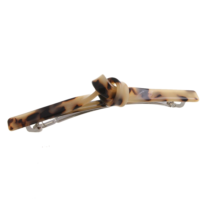 ベージュ | べっ甲風リボンシルエットバレッタ 結び マーブル | VINGTAINE