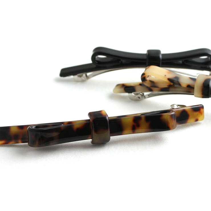 べっ甲風細リボンバレッタ マーブル 細め | VINGTAINE | 詳細画像3 