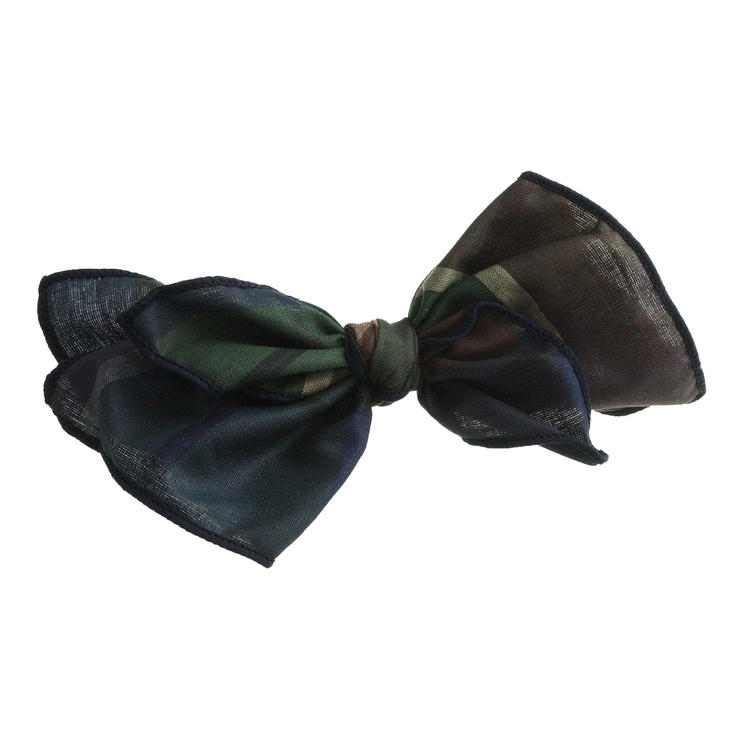 グリーン系 | ビッグチェック柄リボンバレッタ フェミニン キュート | VINGTAINE