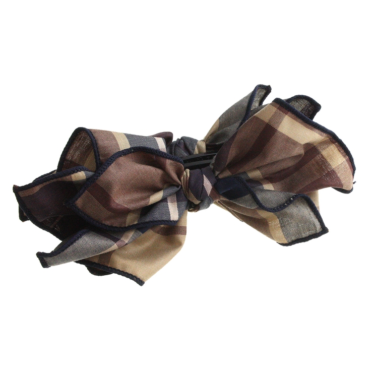 ベージュ系 | ビッグチェック柄リボンバナナクリップ フェミニン キュート | VINGTAINE