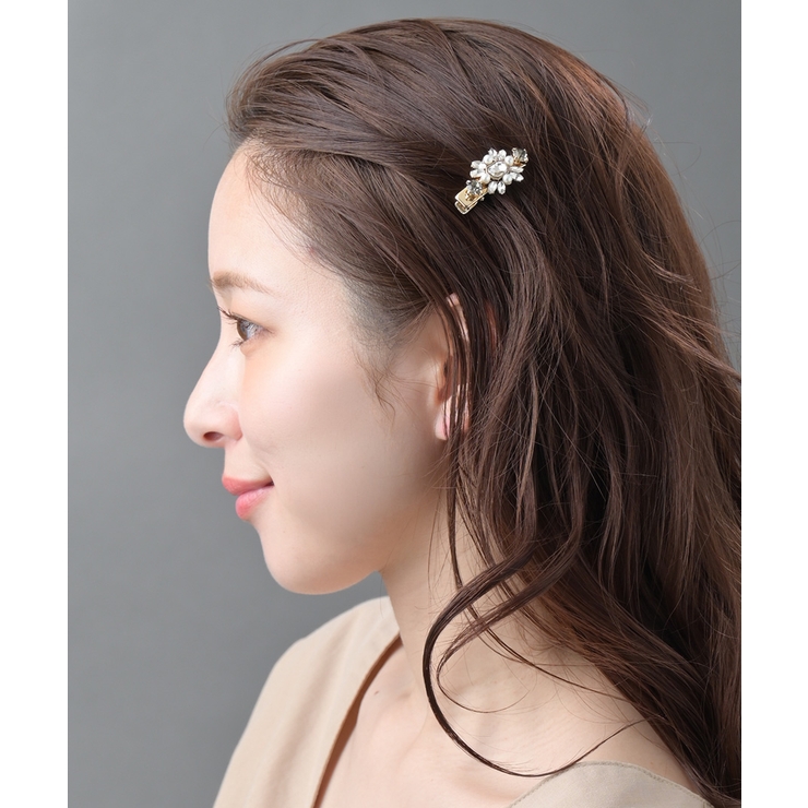 アンティーク調パールビジューミニヘアクリップ 小ぶり くちばしクリップ | VINGTAINE | 詳細画像2 