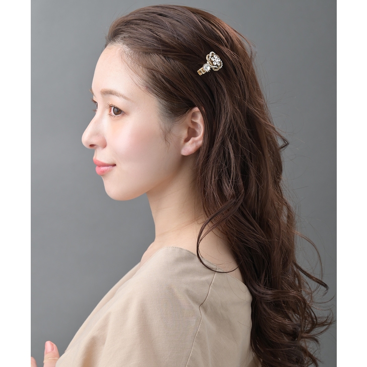 アンティーク調パールビジューミニヘアクリップ 小ぶり くちばしクリップ | VINGTAINE | 詳細画像4 