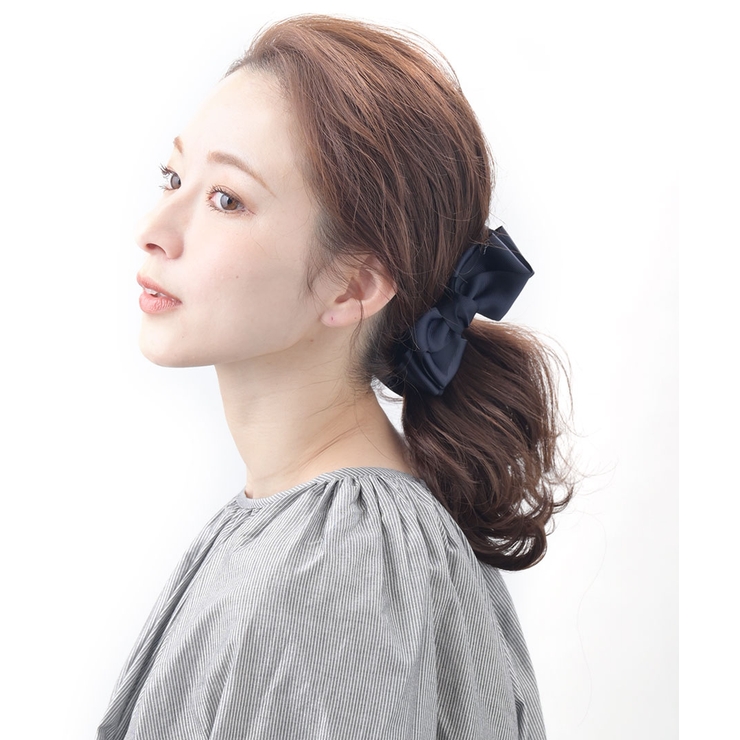 ネイビー | バナナクリップ リボン グログラン | VINGTAINE