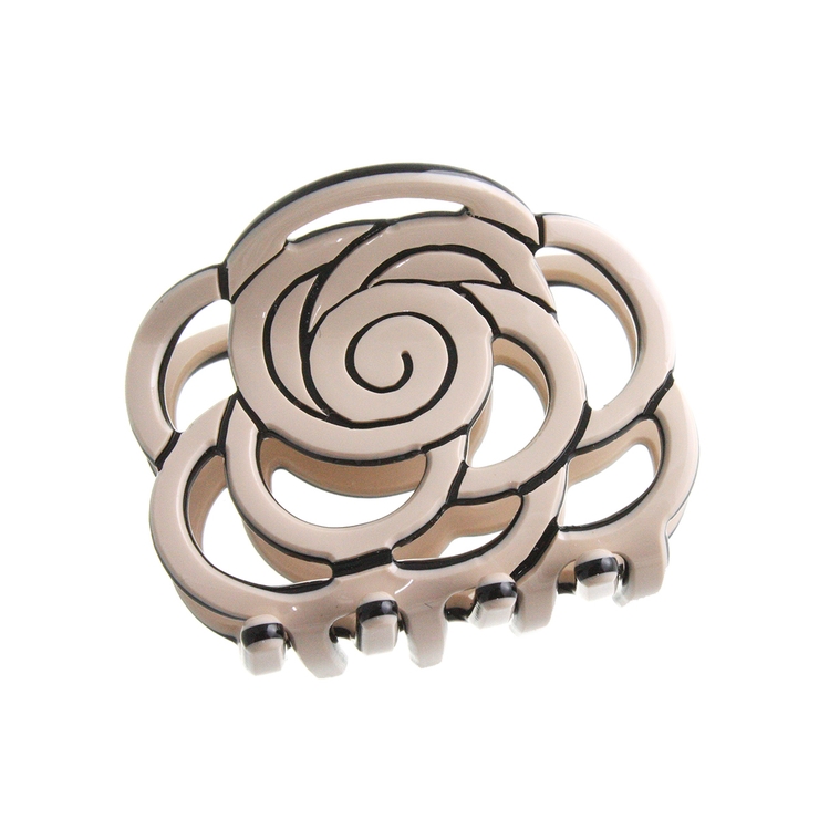 ベージュ | ローズバンスクリップ 透かし模様 ブラック | VINGTAINE