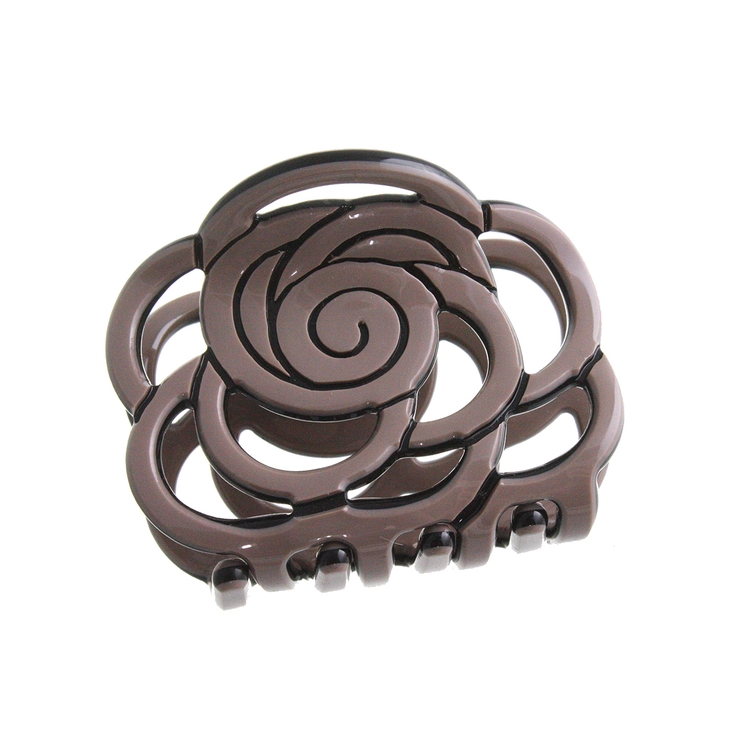 モカ | ローズバンスクリップ 透かし模様 ブラック | VINGTAINE