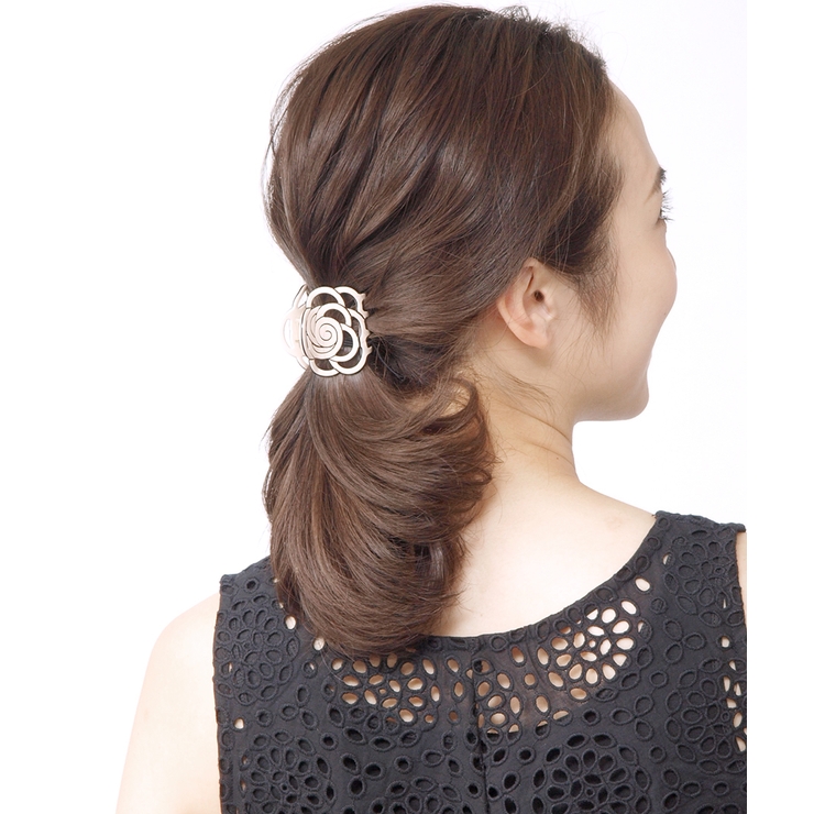 ローズバンスクリップ 透かし模様 ブラック | VINGTAINE | 詳細画像4 