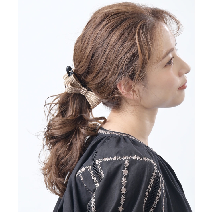 スタッズ風リボンバナナクリップ ベーシック ブラック | VINGTAINE | 詳細画像4 