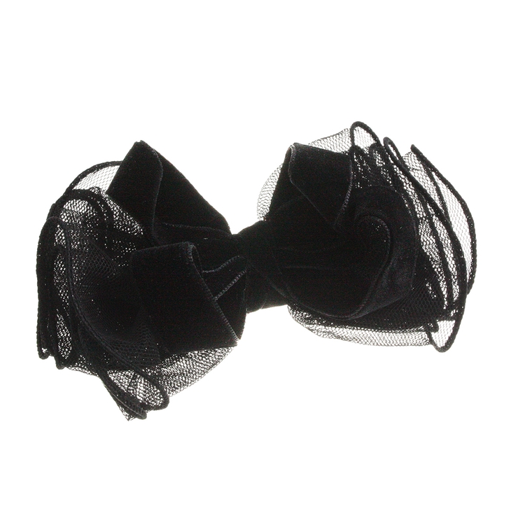 ワンカラー | チュールレース×ベルベットリボンバレッタ エレガント クラシカル | VINGTAINE