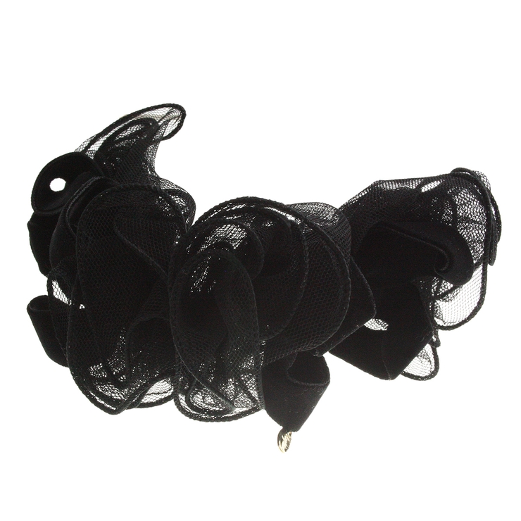 チュールレース×ベルベットリボンバナナクリップ エレガント ブラック | VINGTAINE | 詳細画像3 