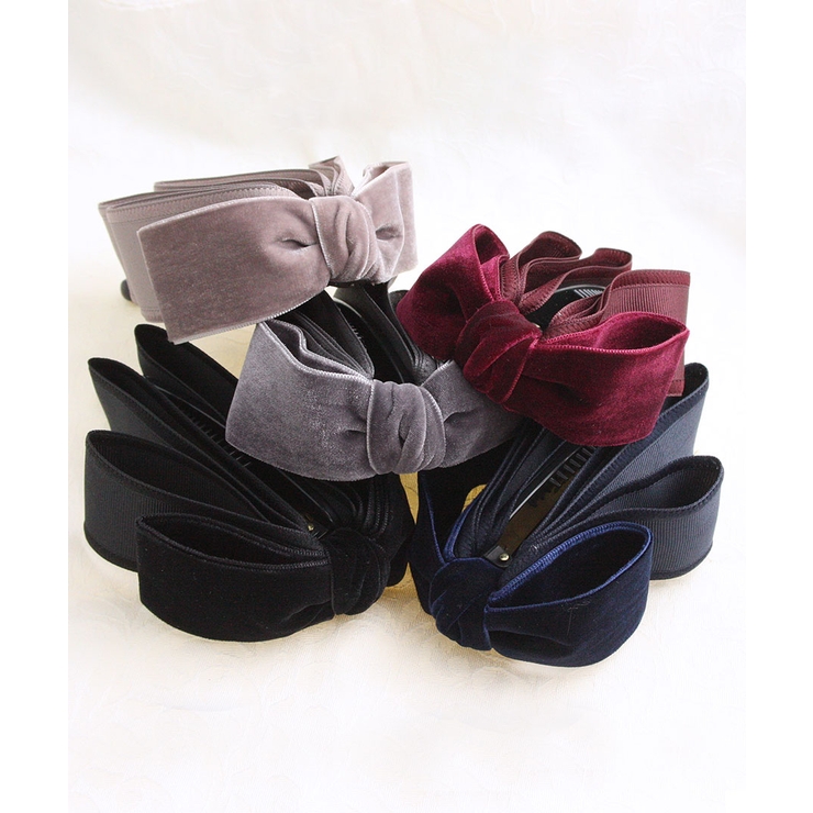 トップリボンバナナクリップ（ベルベット）(L) ブラック グレー | VINGTAINE | 詳細画像9 