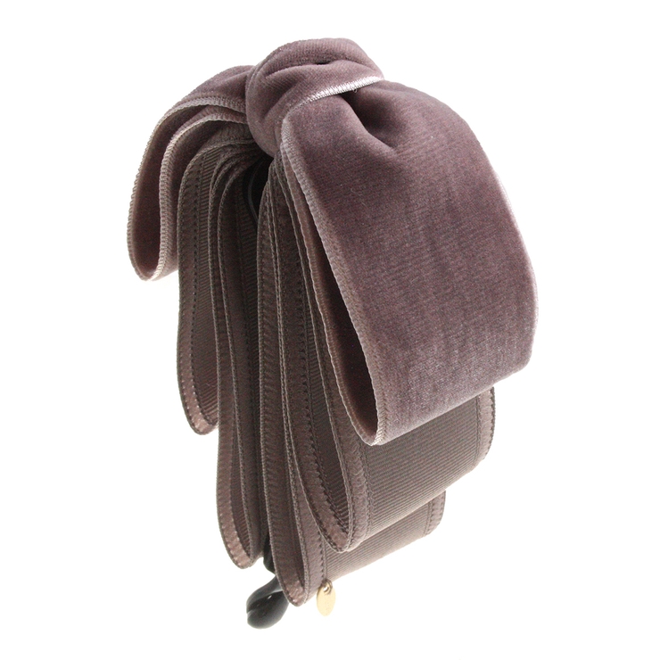 モカ | トップリボンバナナクリップ（ベルベット）(L) ブラック グレー | VINGTAINE