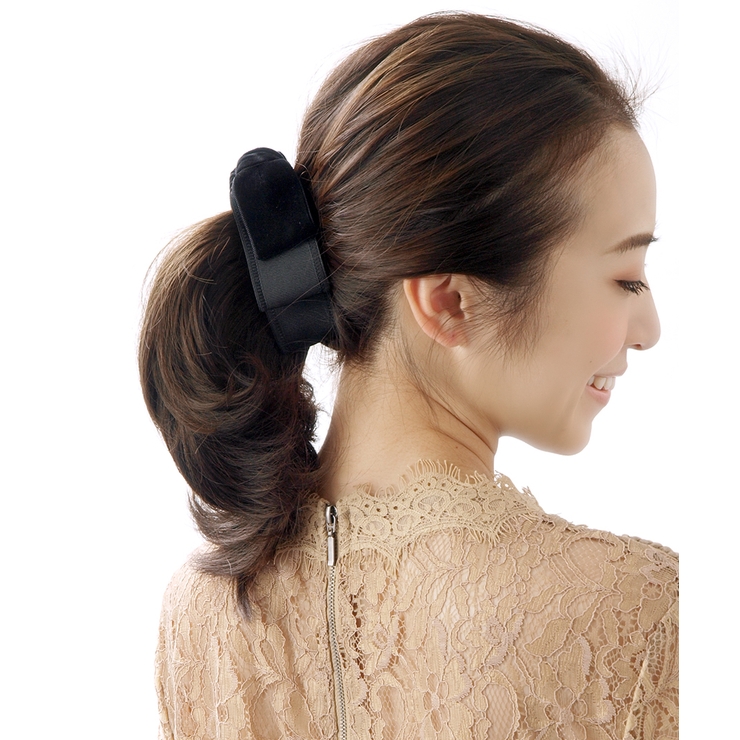 トップリボンバナナクリップ（ベルベット）(M) ブラック グレー | VINGTAINE | 詳細画像5 